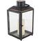 14" Black Metal Modern Candle Lantern with Gold Accents